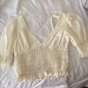 Puff sleeve smoked top